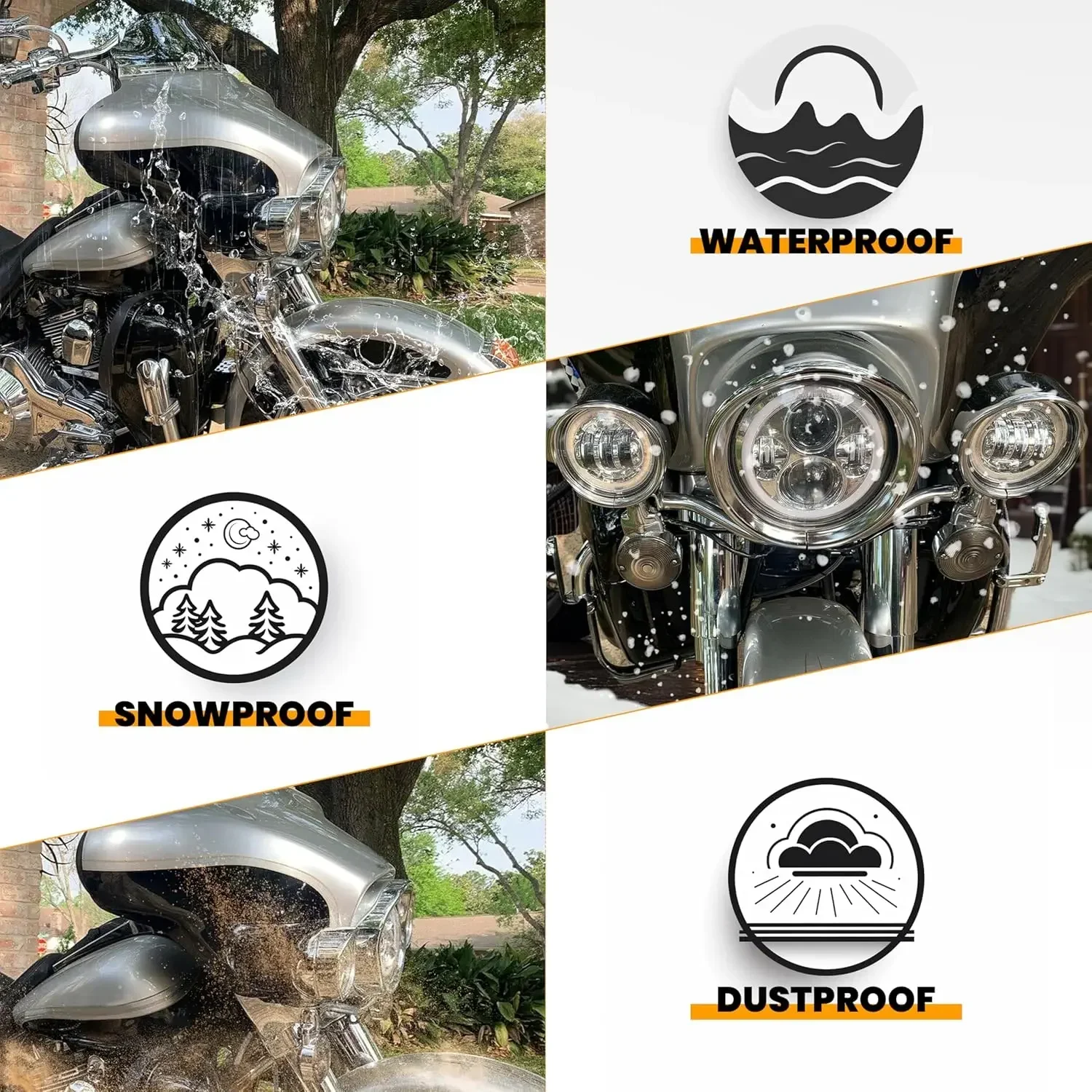 7 inch Headlight Trim Ring Decorate Visor 4 1/2" Fog Light Trim Ring Turn Signal Trim Ring Set Fit for Harley Softail Touring image 6