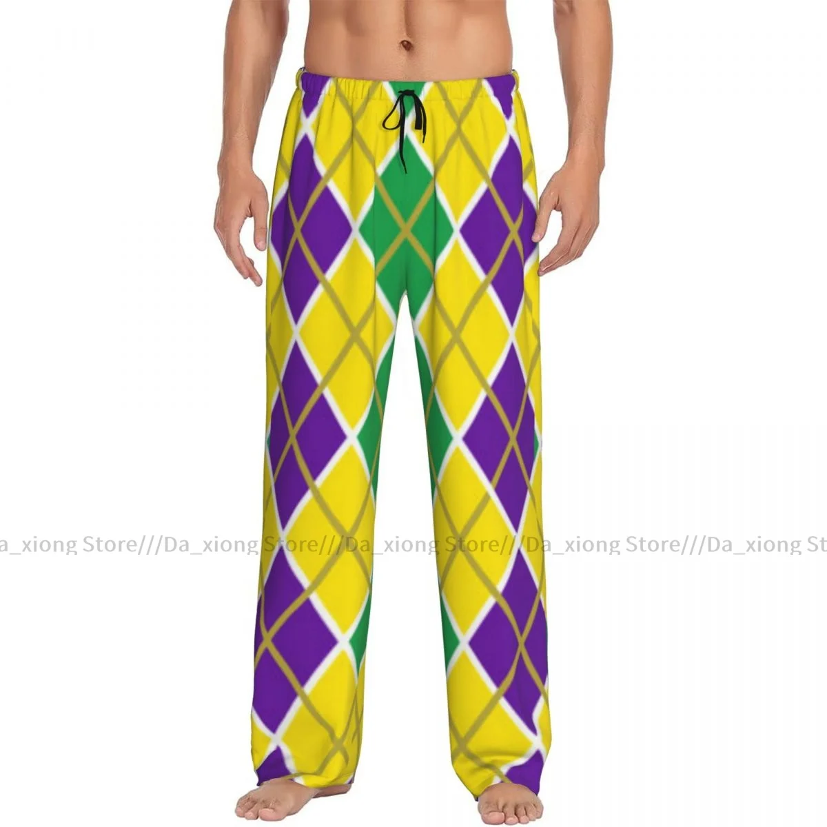 Men's Sleepwear Loose Sleep Pants Pajamas Mardi Gras Print Long Lounge Bottoms Casual Homewear