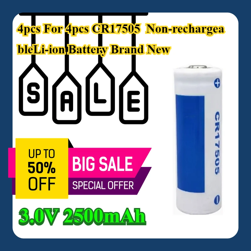 

4pcs For 4pcs CR17505 3.0V 2500mAh Non-rechargeable Li-ion Battery Brand New