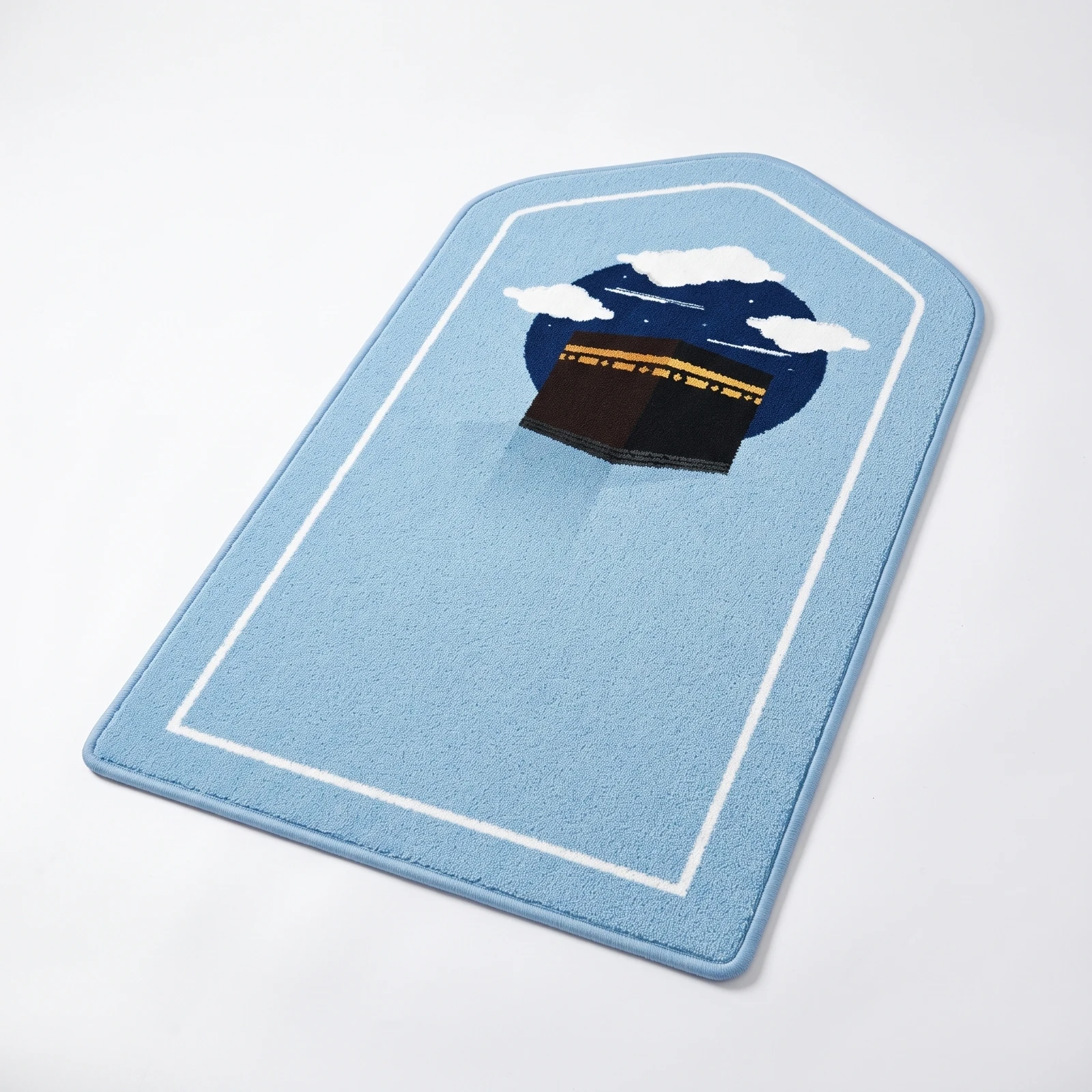 Prayer Mat with Kaaba Motif Padded Cushioned Prayer Mat Soft Thick for Muslims, Worship