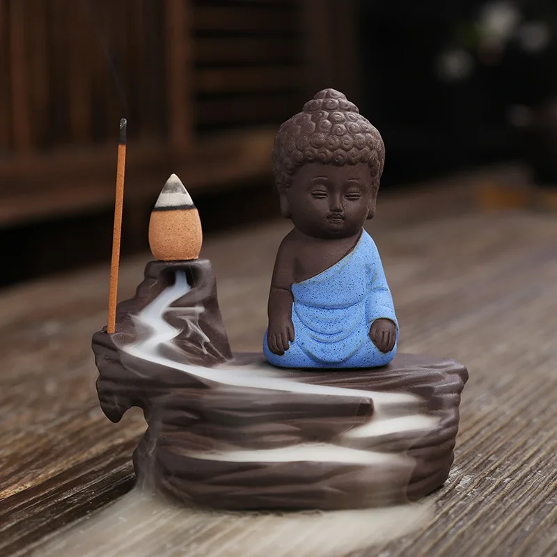 Purple Clay Backflow Incense Burner Creative Ceramic Craft Gift Mountain Water Flow Small Tathagata Backflow Incense Burner Orig