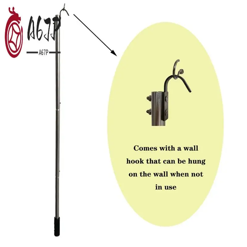 a67p-コンプリートラダープルダウンシステムキット、屋根裏階段プルキット、最大40インチまでの屋根裏延長ロッド1本、収納フック1個付き