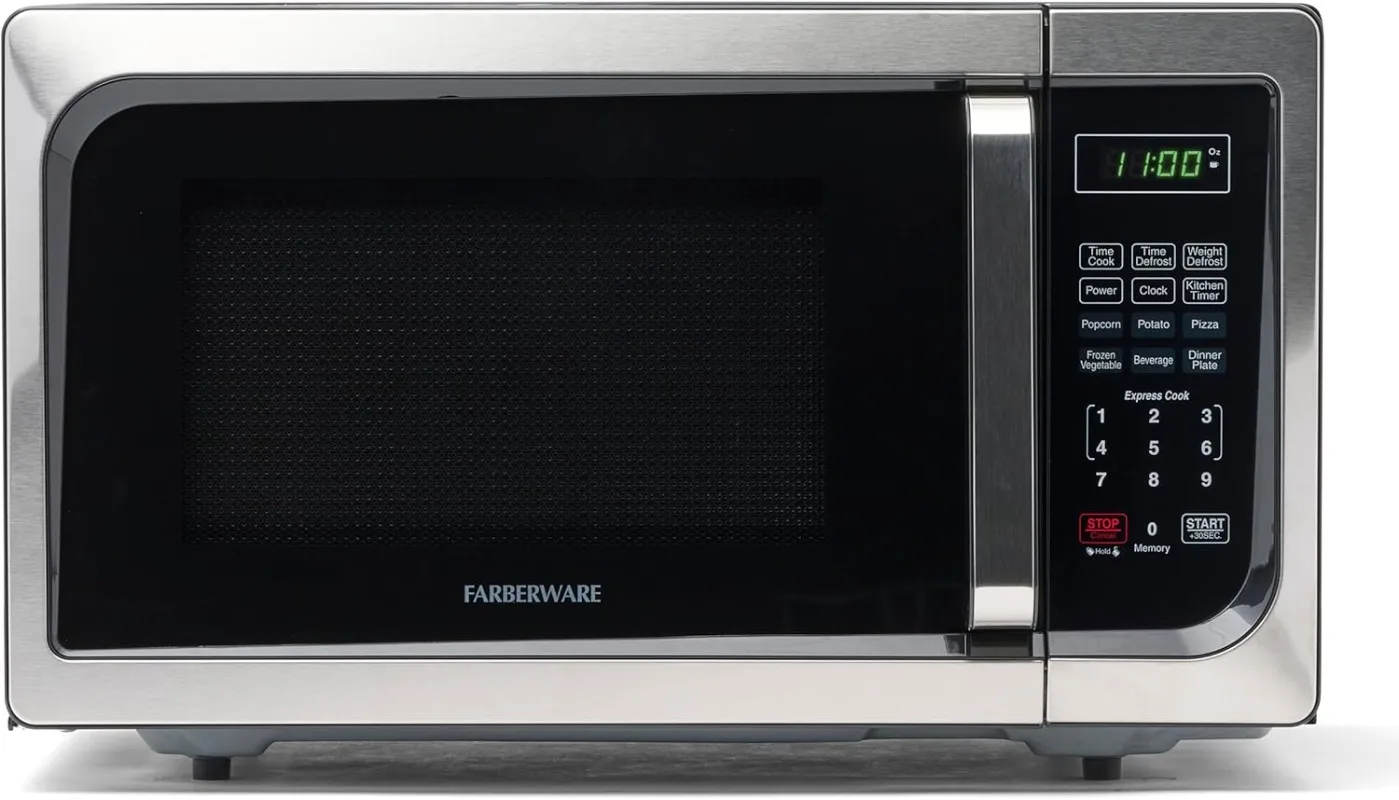 

Countertop Microwave Oven 900-Watt with LED Lighting, Child Lock, Easy Clean Interior, 0.9 Cu. Ft, Stainless Steel