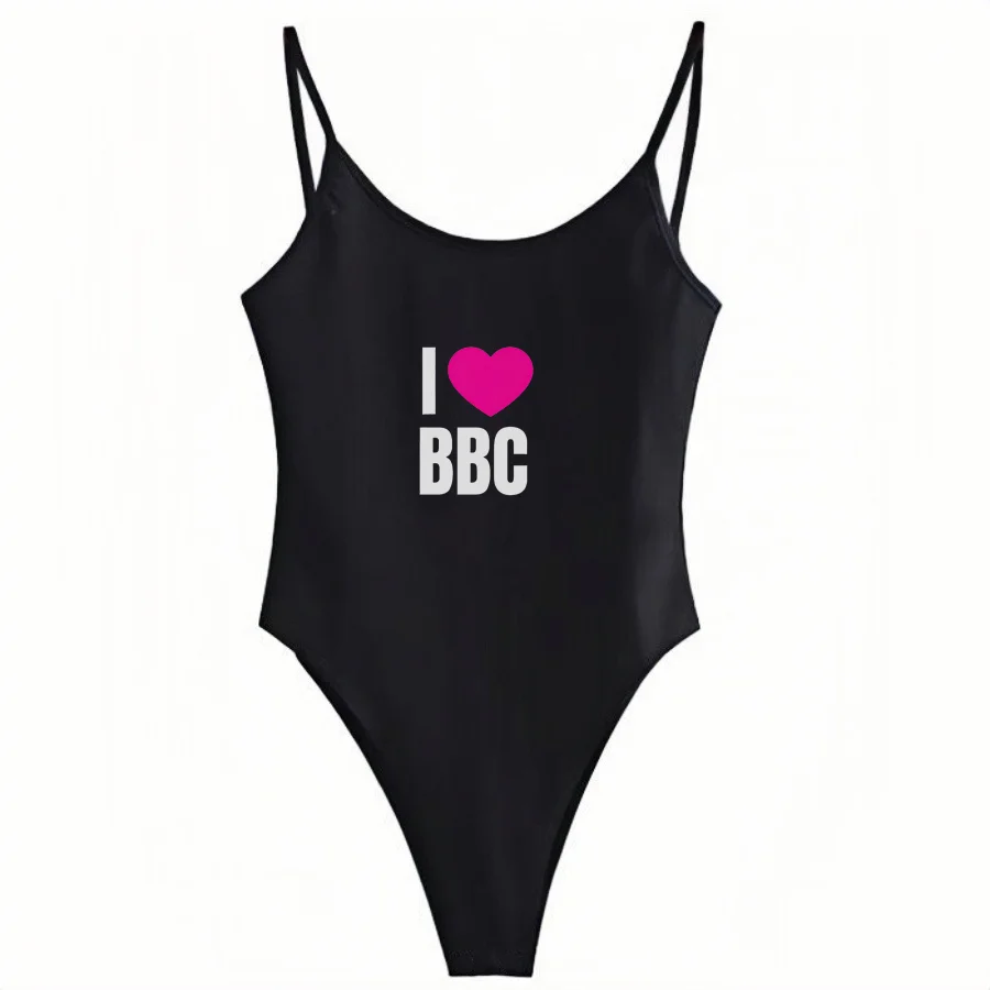 

Женское боди без рукавов с принтом I Love BBC, топ на бретельках с двойной подкладкой, облегающая эластичная майка