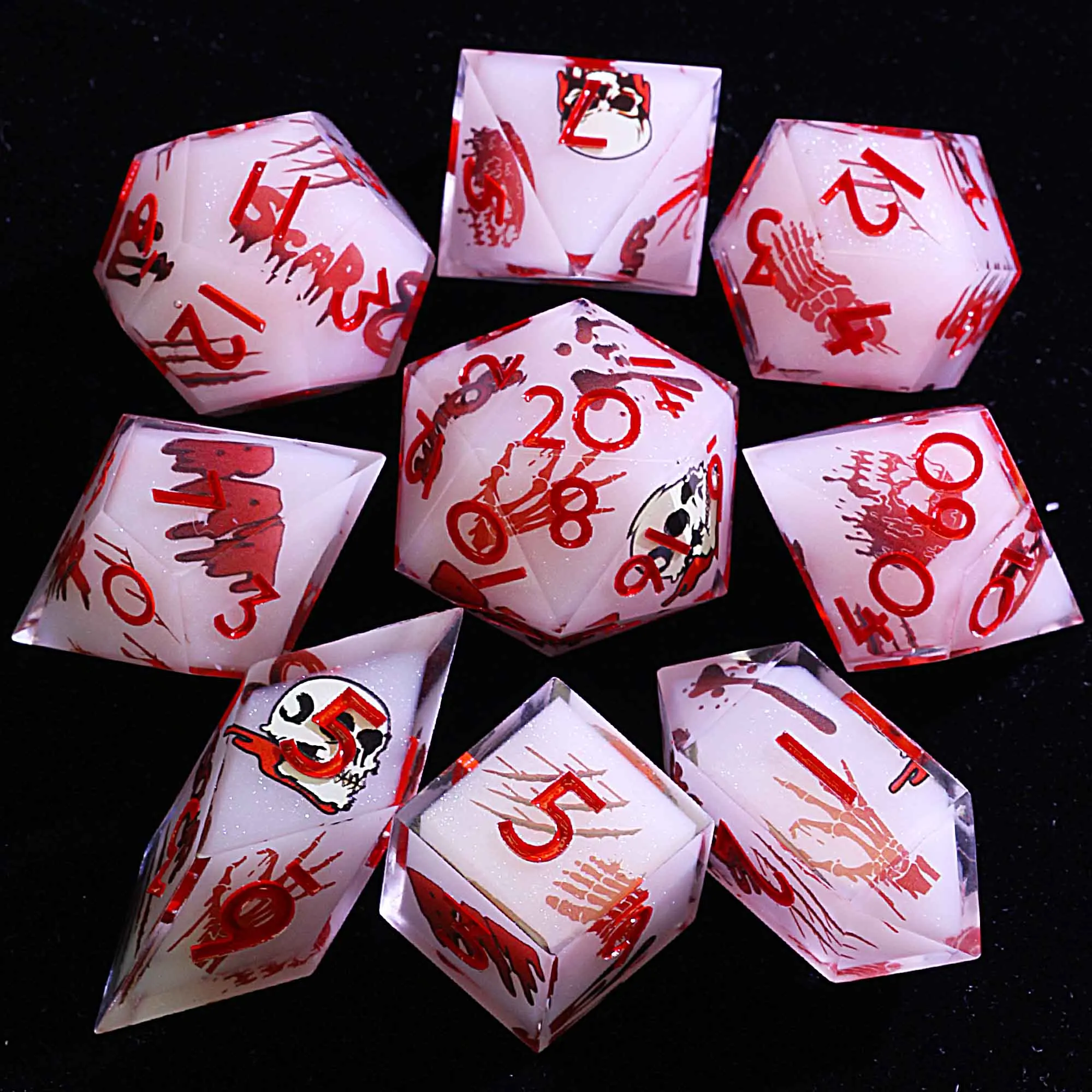 

Набор из многогранной смолы на Хэллоуин 9, кости DnD, конфеты из кости, кошмар