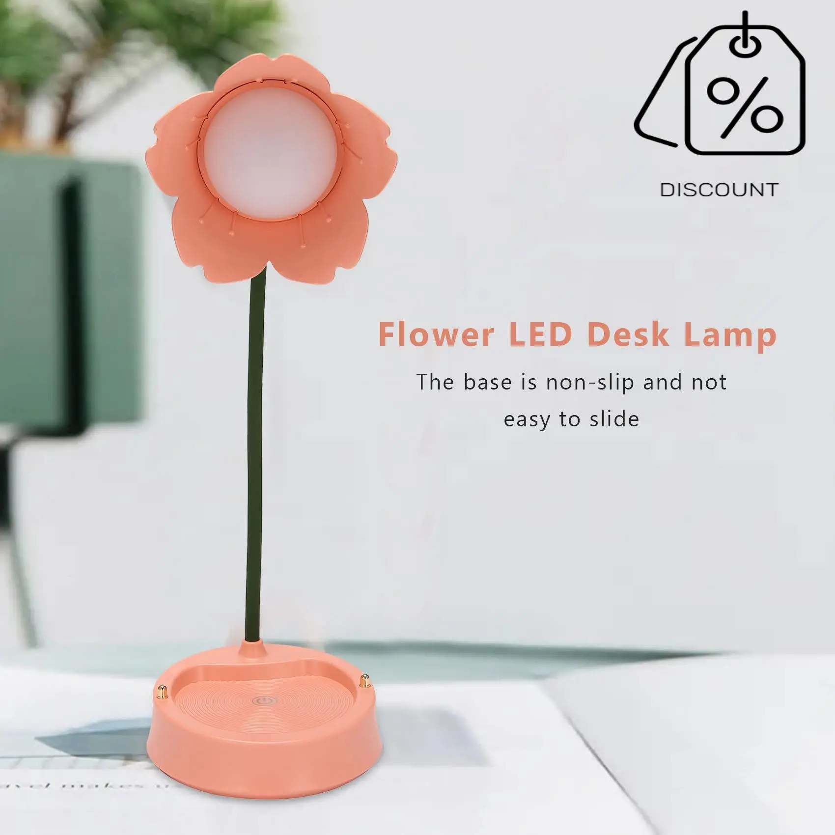 AB35-Flower LED Desk Lamp Student Bedroom Lighting Contact Eye Protection USB