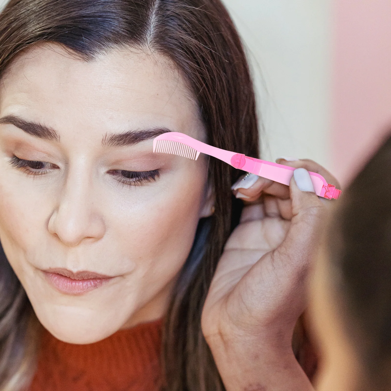 الأحمر للطي المزدوجة رمش مشط رمش فرشاة 2in1 الحاجب الاستمالة الحاجب فرشاة الماسكارا فاصل أداة ماسكارا فاصل مشط #2