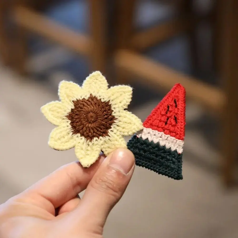 Cute Knitted Plush Cartoon Fruit Hairclips Colourful Embroidery Bangs BB Clip Children's Hair Clip