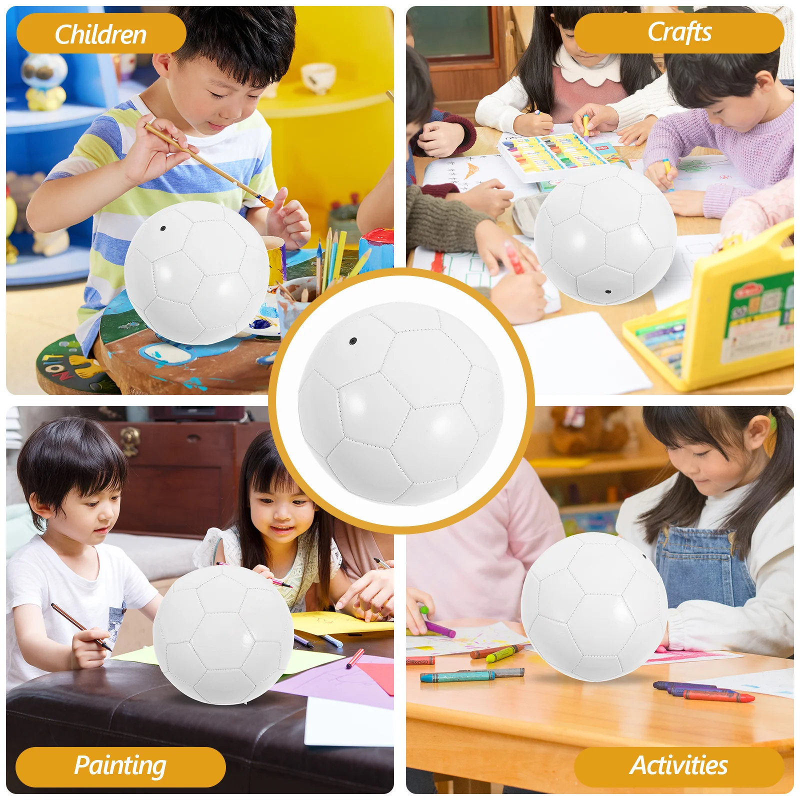كرة قدم فارغة غير مكتملة باللون الأبيض يمكنك صنعها بنفسك لرسم الرسم وتلوين الحرف اليدوية ومشروع فني على الجدران للبالغين