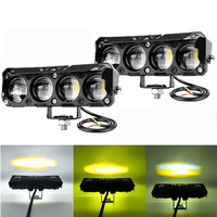 4 Led Motorcycle LED Spotlight Dual Color Hi/Low Beam Fog Lamps for Car Trucks SUV UTV 12V 24VMini Lens Headlight Driving Light