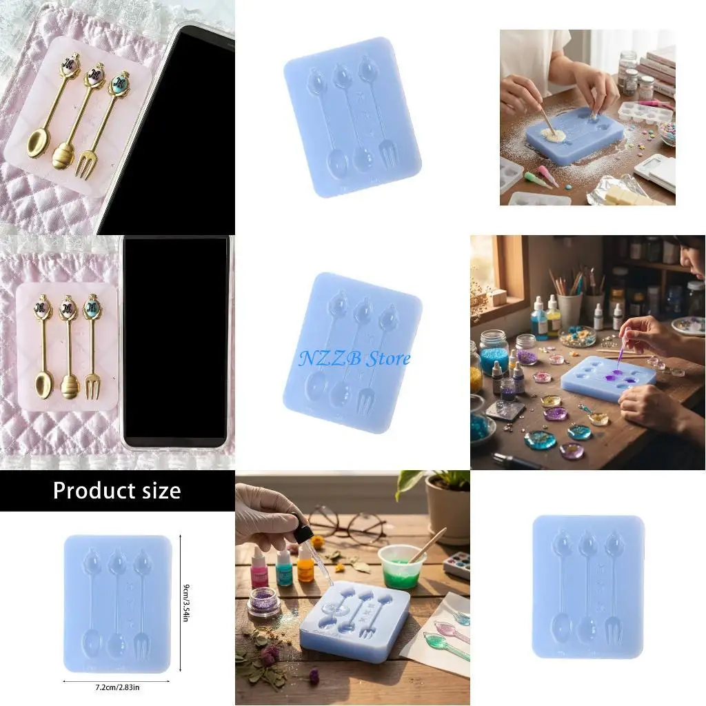

T21F Multi Purpose Silicone Spoon Fork Mold DIY Resin Jewelry Soap Tools