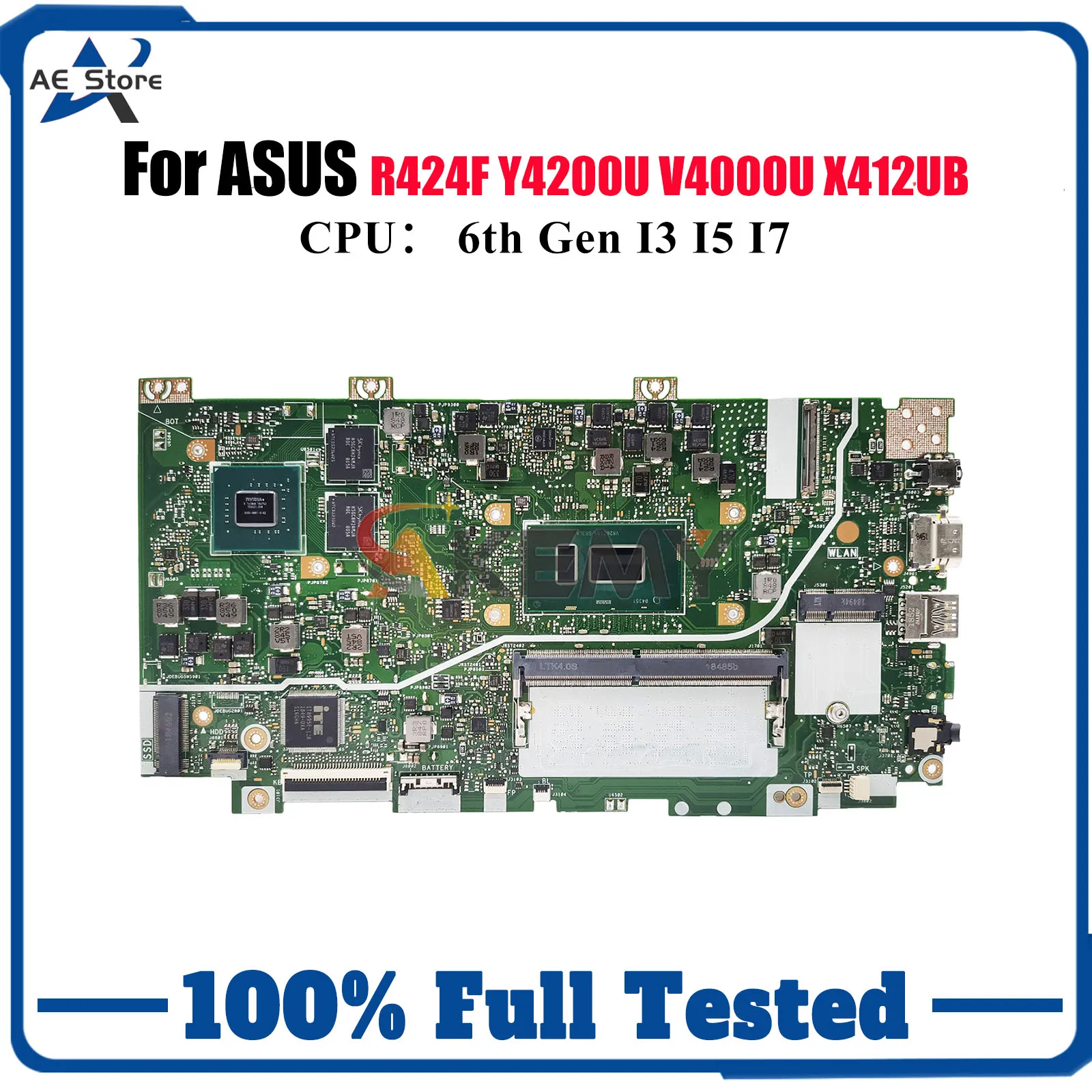 

Материнская плата для ноутбука X412UF для ASUS VivoBook X412UB X412UF X412U Y4200U V4000U R424F, материнская плата с процессором I3 I5 I7, тест ОК, быстрая доставка