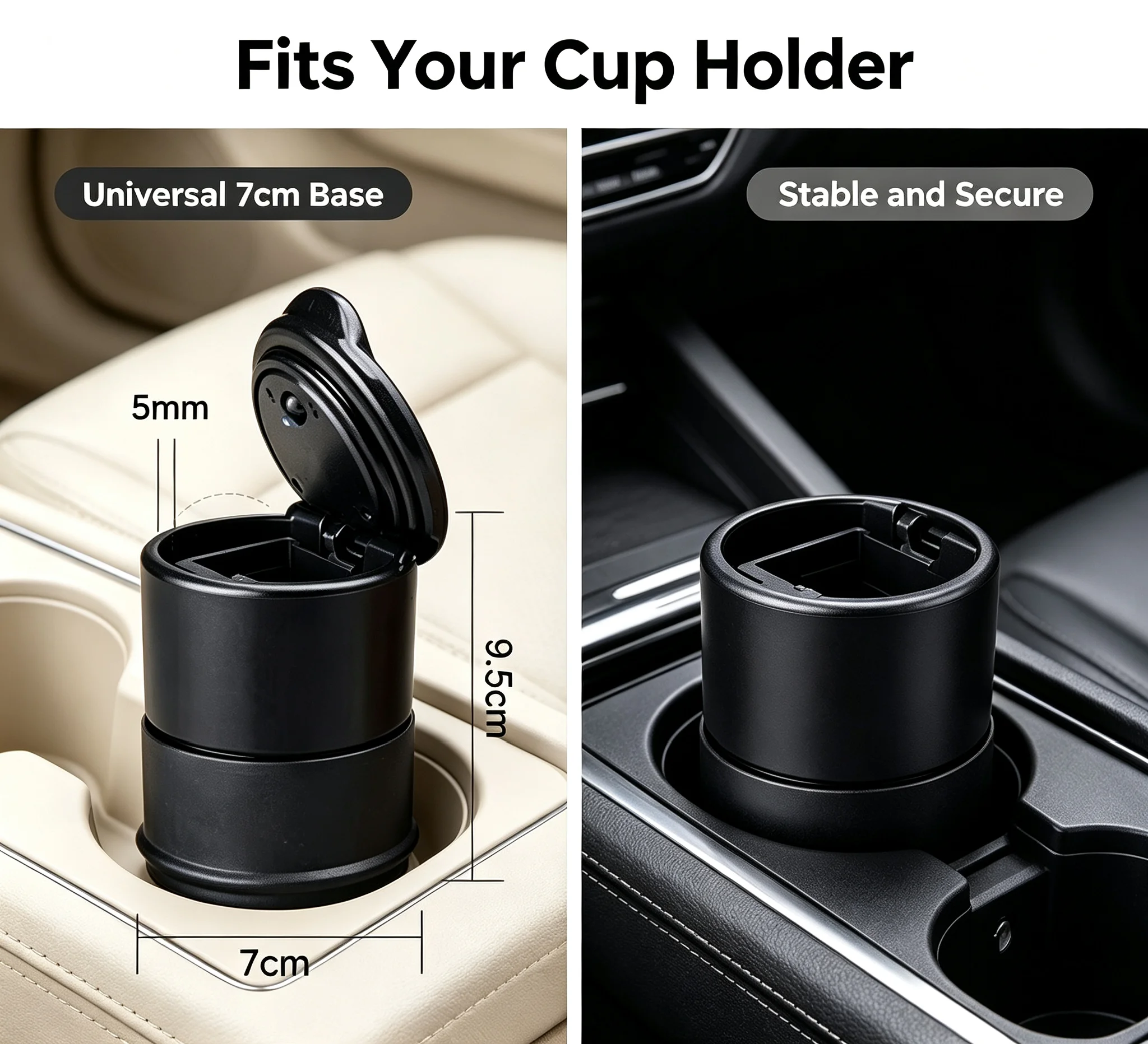 Car Cup Holder Ashtray With Lid Anti‑Fly Ash Detachable Portable Vehicle Ash Cylinder Smokeless Easy Clean For Most Cars Interi