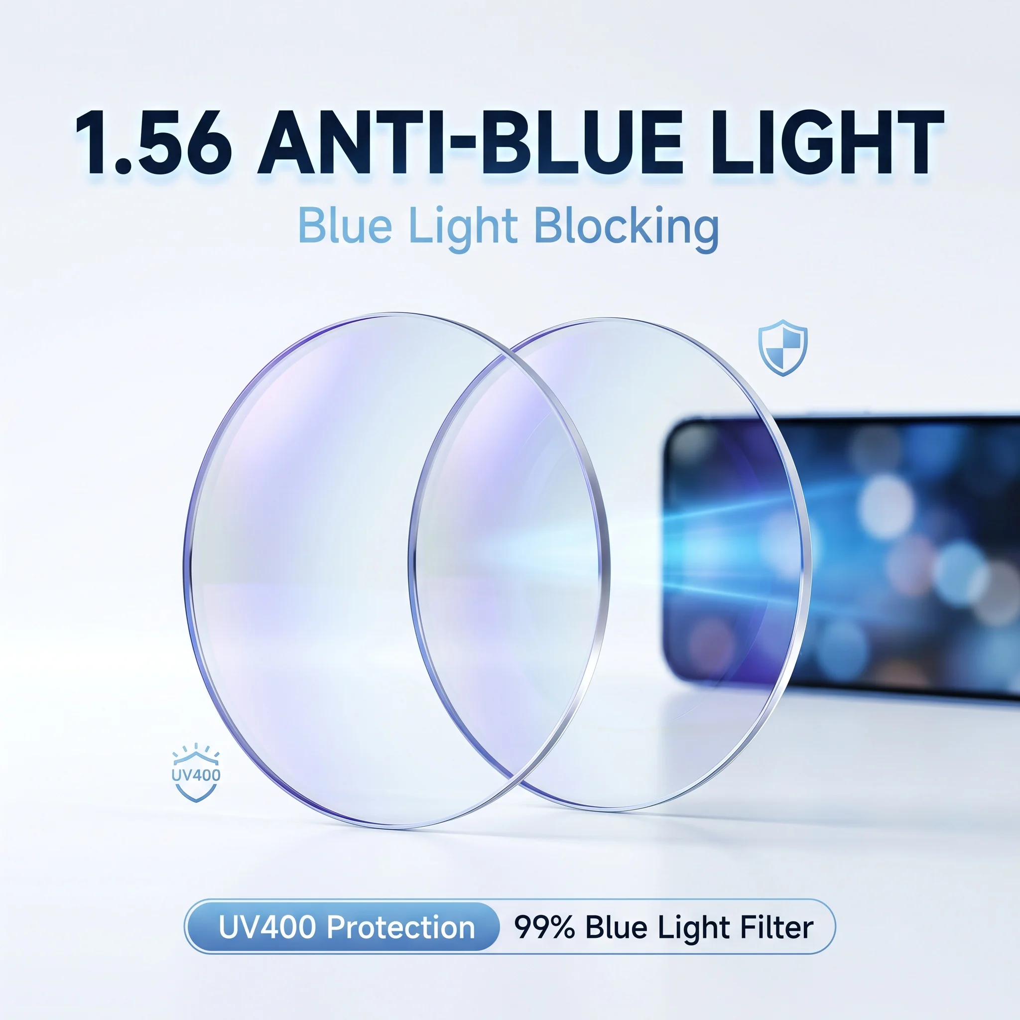 

1.56 Index Anti Blue Light Lens Prescription CR-39 Transparent Resin Lens for Myopia GlassesComputer Hyperopia Lens