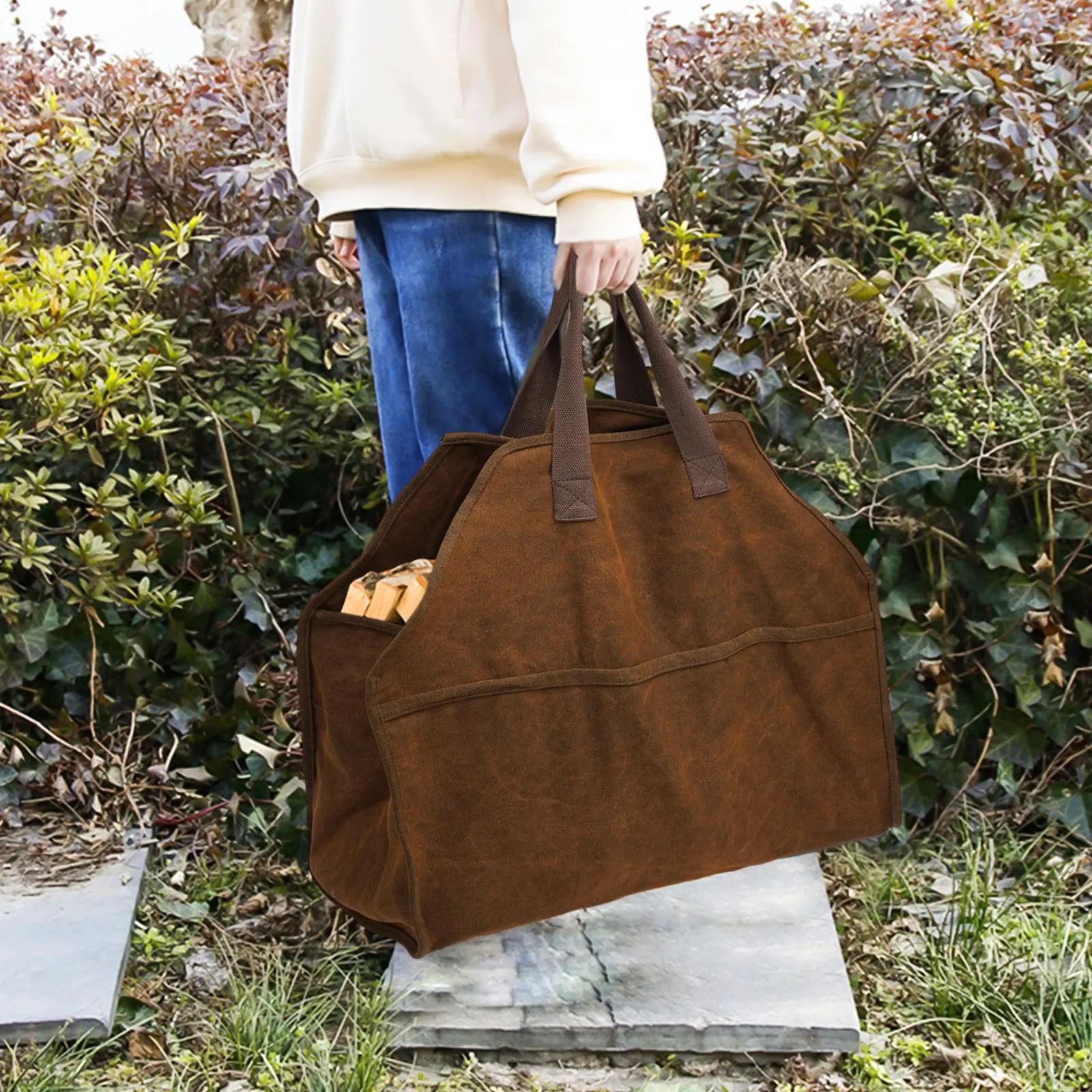

Multi Purpose Log Carrier Bag Ideal Canvas Solution for Firewood Storage Perfect for Camping Picnics and Supermarket Shopping