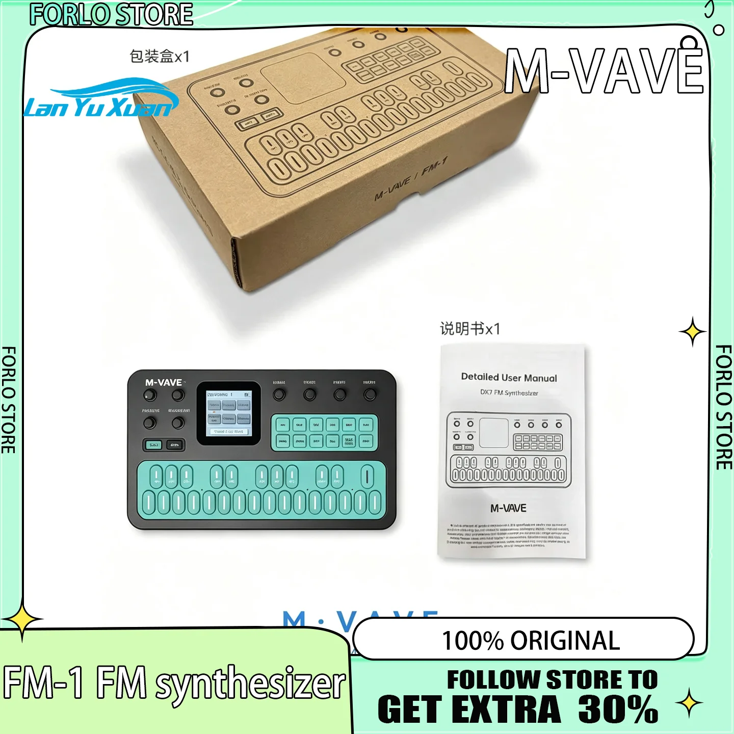 Nouveau synthétiseur FM portable M-Vave Fm1, pédale d'effets, batterie 12h, 6 opérateurs, 32 algorithmes, 128 presets, haut-parleur intégré, en stock