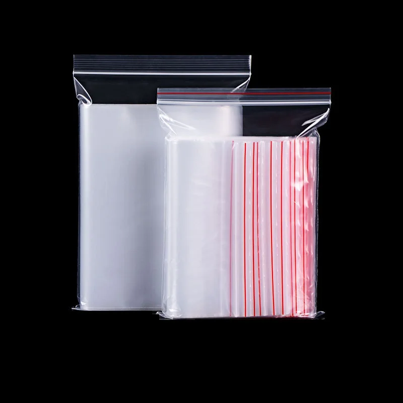 100 Pcs Small Zip Lock Plastic Transparent Bag Clear Jewelry Food Packing Reclosable Zippers Sealing Storage Pouch