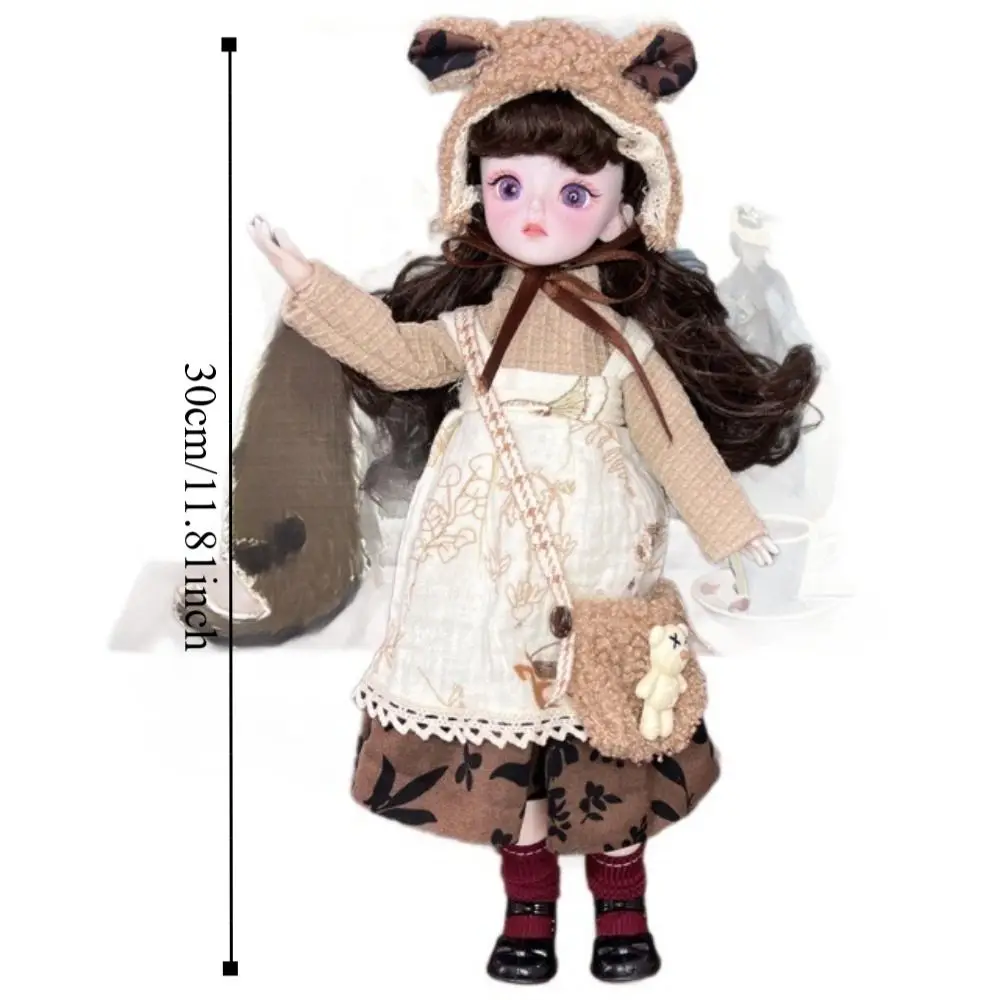 Muñeca articulada de pelo largo con ropa, muñecas Bjd de pelo largo, vestido de varios estilos, elegante, Bola de maquillaje de Anime, 1/6 SD, 30cm, 1 Juego