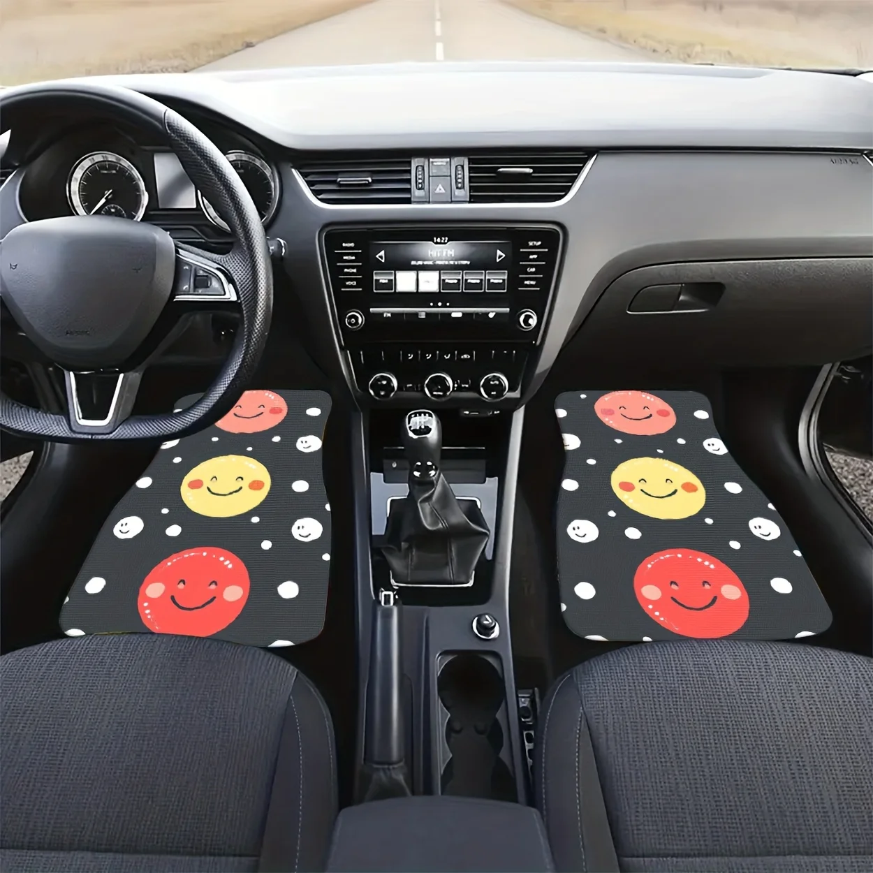 Set Of 4 Universal Car Floor Mats With Digital Print Patterns, All-Weather Protection, Halloween And Christmas Themed Car Interi