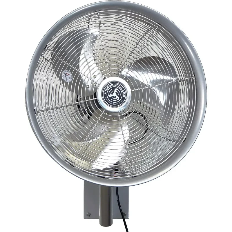 HydroMist Oscillating Wall Mounted Outdoor-Rated Fan, 3-Speed Control on Motor, Alum Blade, Mounting Bracket