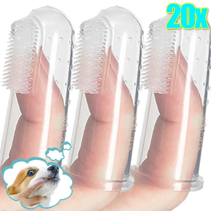 Soft Silicone Pet Finger Cuff Toothbrushes Dog Brush Bad Breath Tartar Teeth Care Tool Cat Cleaning Scrub Silicagel Pet Supplies