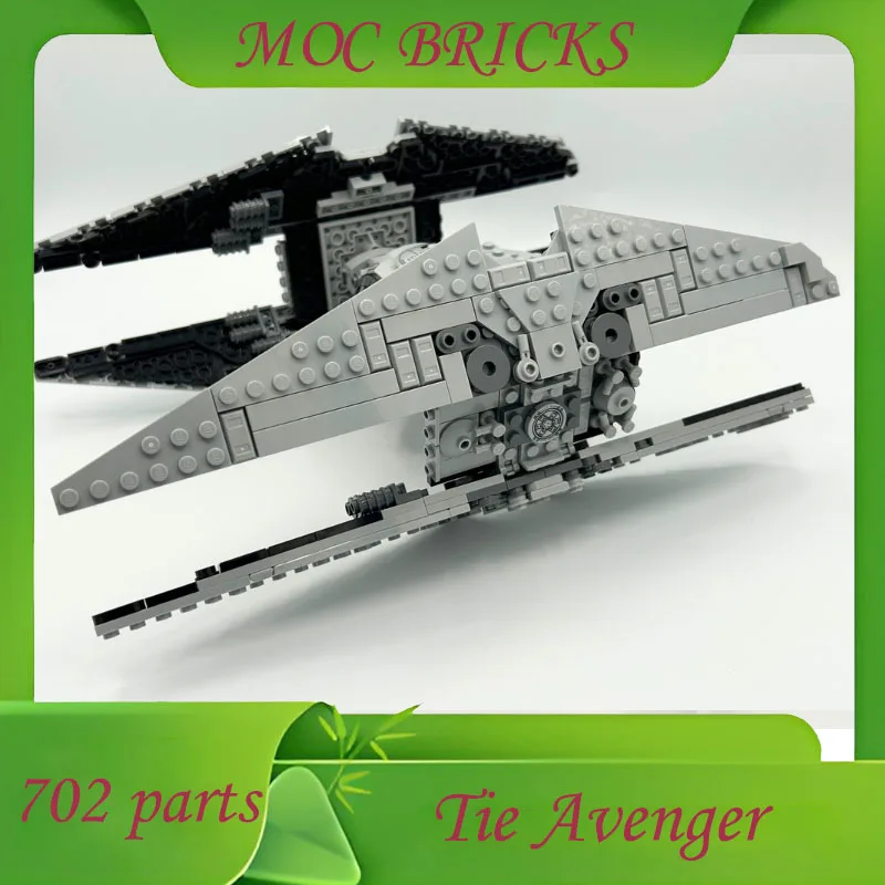 

Customize 702 Parts Spaceship TIE Avenger Model MOC Building Blocks DIY Assemble Bricks Creative Collection Educational Toy Gift