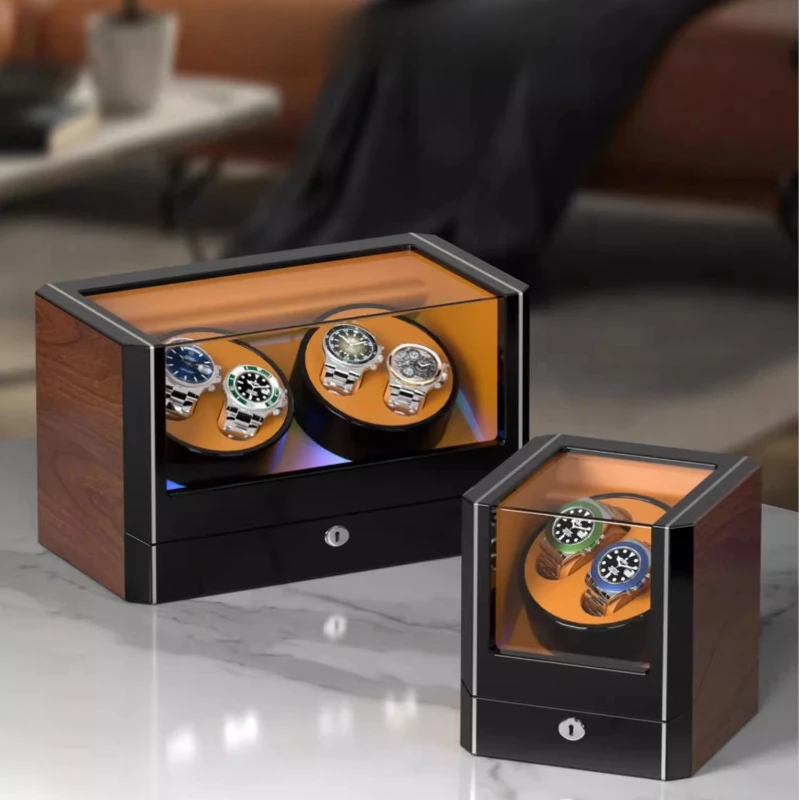 

Wooden Watch Winders Mechanical Watches Automatic Rotate Winding Device Silent Portable Men's Wrist Watches Winder with Lock