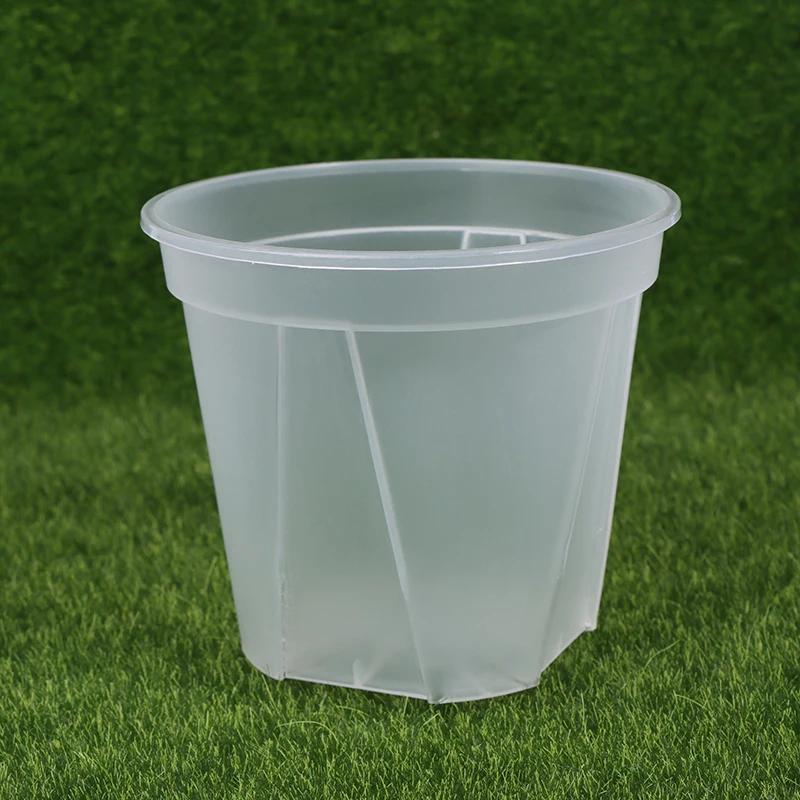 1Pc Clear Flower Pot Planter With Tray 10cm/12cm/14cm PP Transparent Flower Pot Orchid Pot With Holes For Home Office Desk