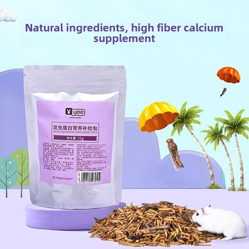 

YEE Insect Protein Boost — сушеный мухобой и черный солдат Fly Mix для карликовых хомяков и мышей | Фитнес-закуска с пребиотиками