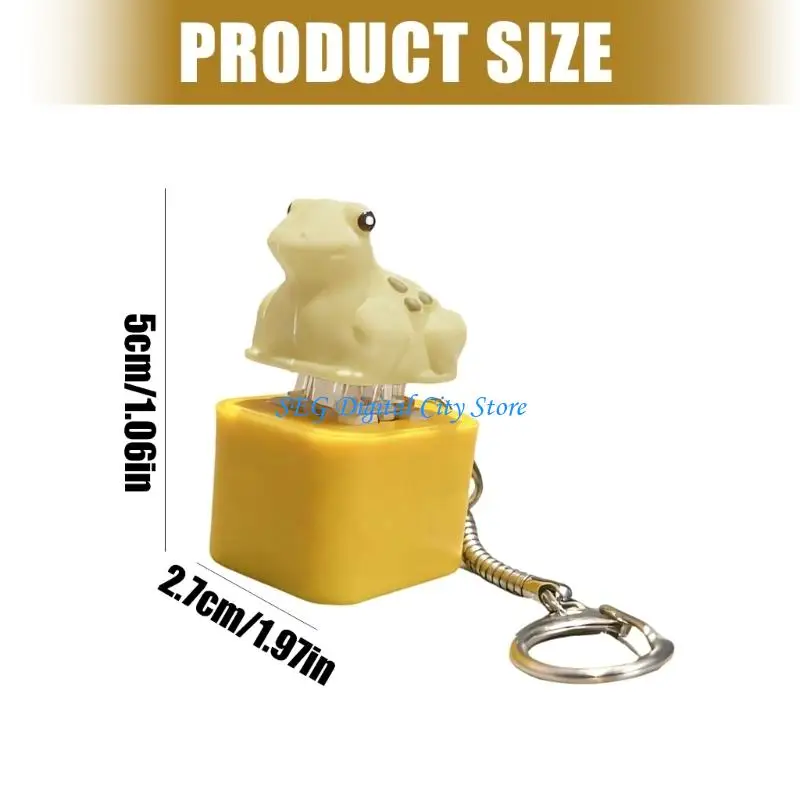U75B Sound Light Toads Keychains Toy with Pressable Keycap Switches Top for Phone Charm