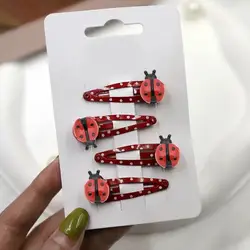 4pcs/set Ladybugs Hair Clip Lovely Barrettes Decorative Hair Clip for Girls Women Halloween Cosplay Prop