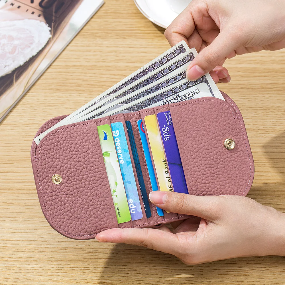 New Women's Wallet Genuine Leather Luxury Design Purse Fashion Short Money Bag Ladies Card Holder Female Slim Chic Small Wallets