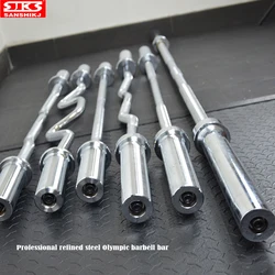 Barbell Disk Threaded Bar, Weight Lifting Bar, Gym, 1.5m-1.8m, 5cm Large Hole Barbell, 2.2m