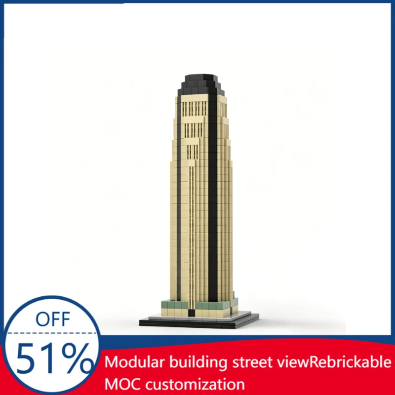 

946PCS 1:800 Scale Figueroa at Wilshire Los Angeles Architecture Building Blocks Landmark Skyscraper Model Educational Toy Gift