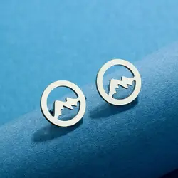Kinitial Laser carved fashionable stainless steel earrings Round open work mountain stainless steel studies anniversary gift