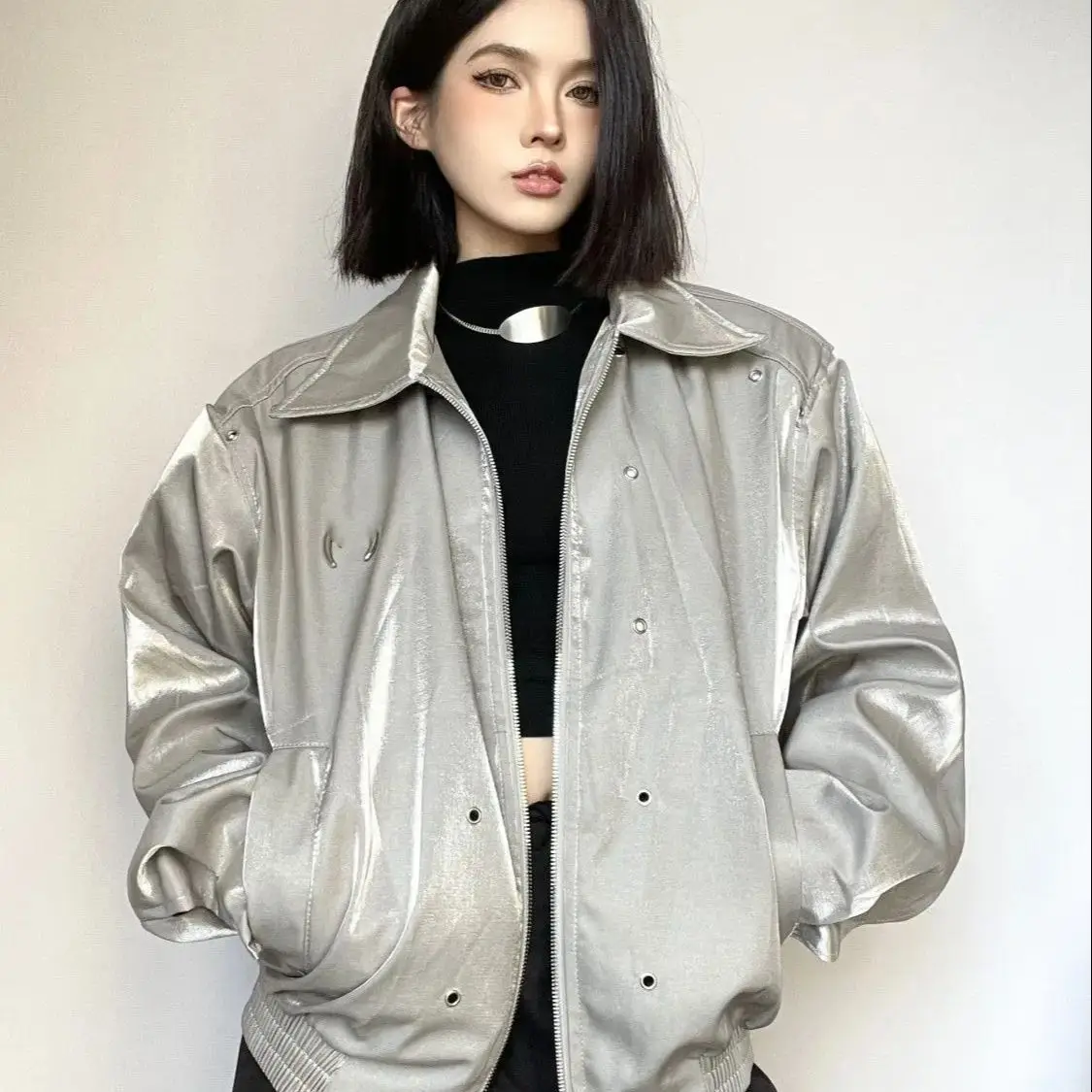 

American High Street Baseball Uniform Jacket Women Spring Autumn New Retro Trendy Brand Couple Versatile Loose Casual Jacket