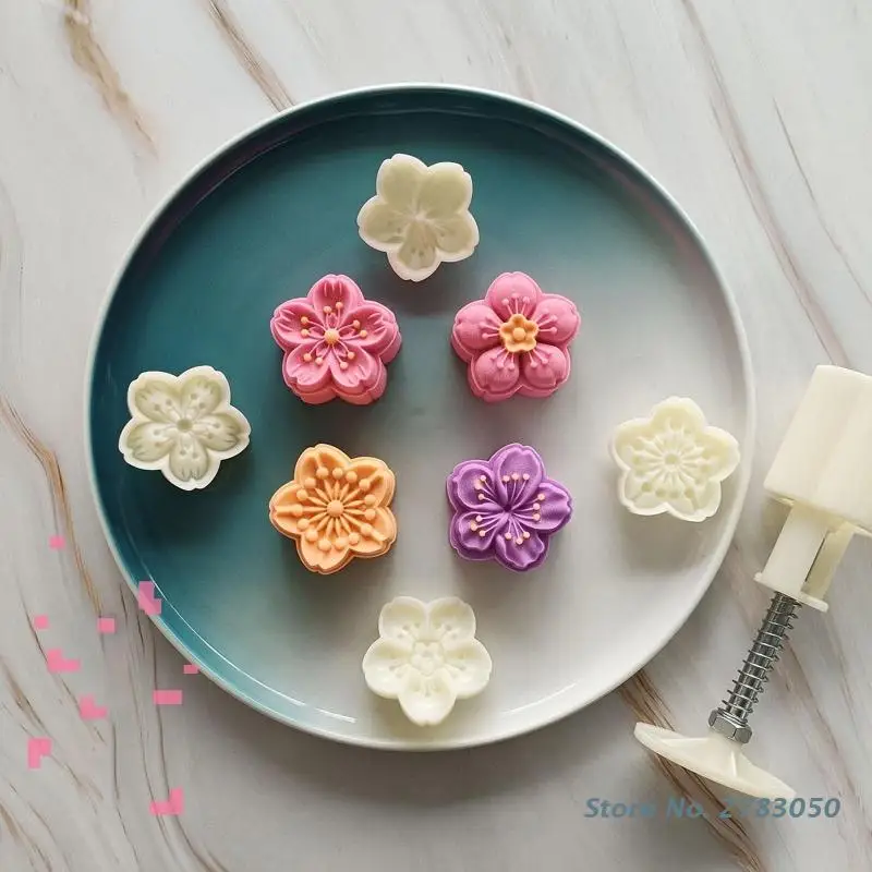 50g Cute Cherry Shape Mooncake Molds Pastry Moulds Hand Pressure Tool Plastic Baking Accessories for Mid-Autumn Festival