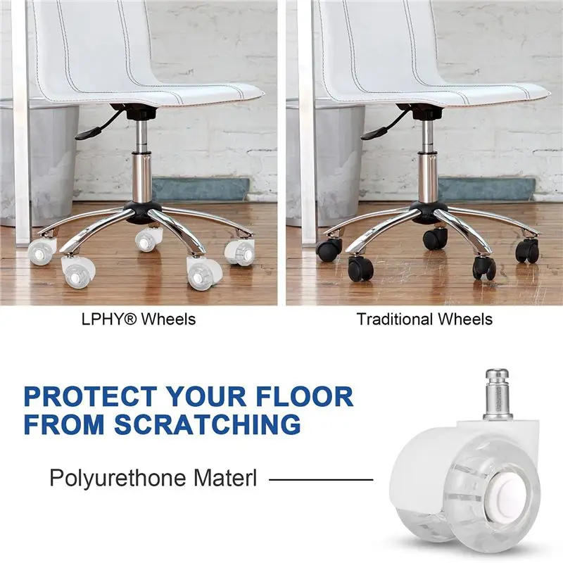 M12K-10Pcs Office Chair Casters Wheels 2 Inch Heavy Duty Mute Desk Chair Wheels Universal Fit Wheels For All Floors