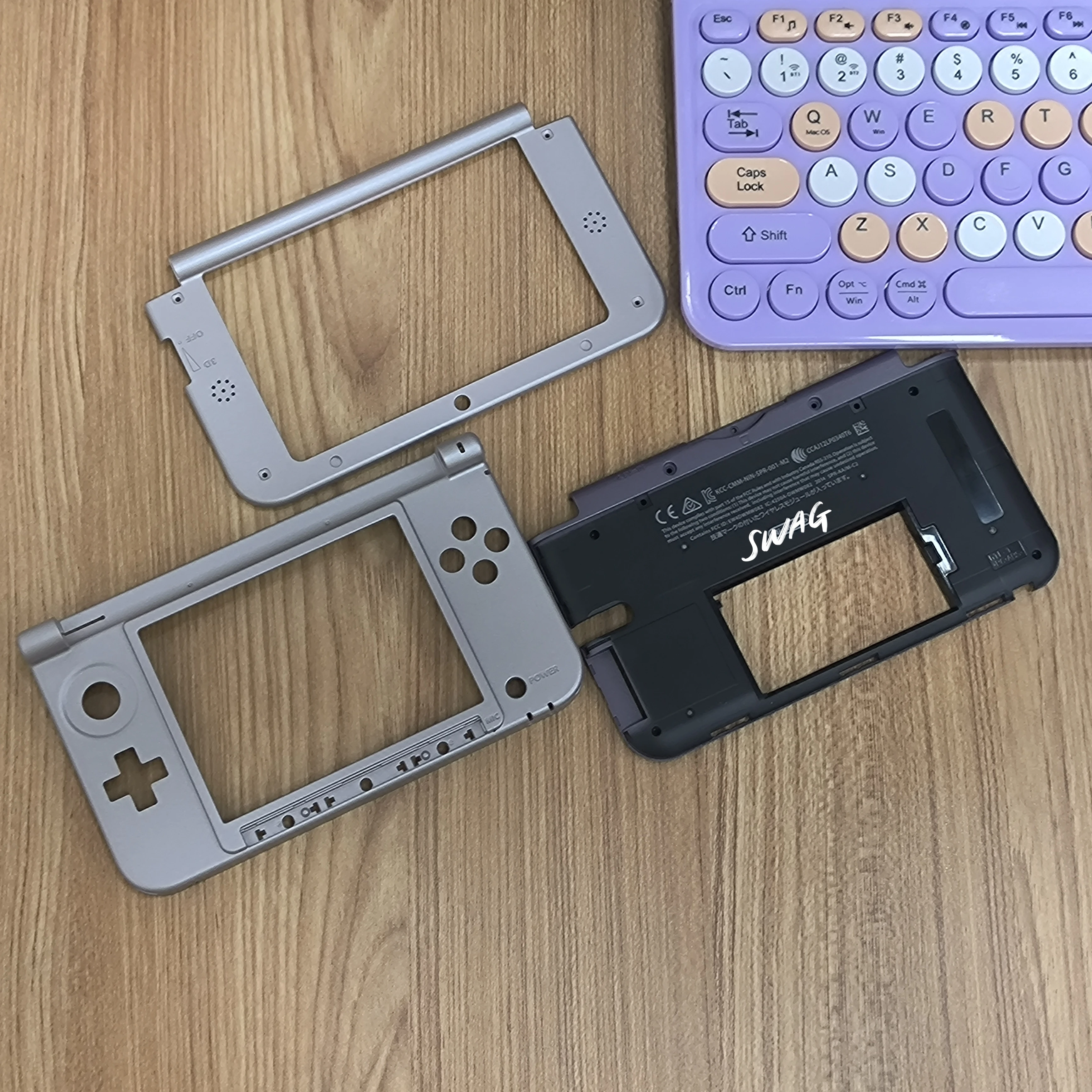 Original graue Limited Edition oben und unten mittlerer Rahmen und Batteriegehäuse für alte 3DS XL/LL-Konsole