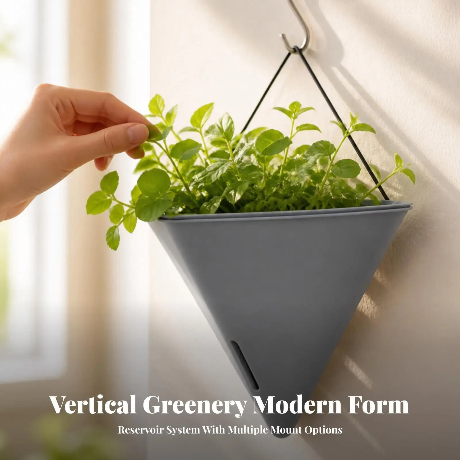 Plastic Wall Hanging Flowerpot Self Watering Planter with Water Level Window for Indoor Outdoor Garden Balcony Decoration