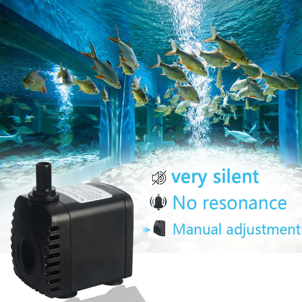 600L/H 8W Submersible Water Pump for Aquarium Tabletop Fountains Pond Water Gardens and Hydroponic Systems with 2 Nozzles AC110V