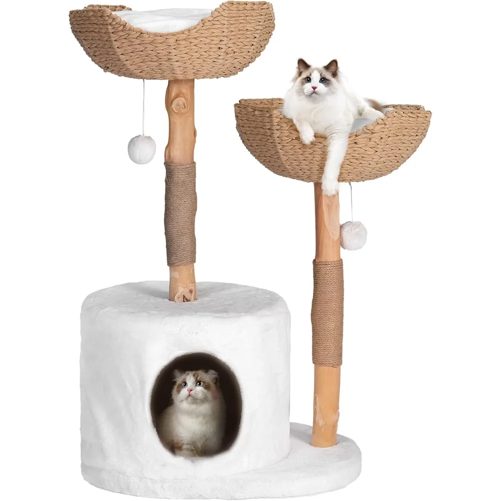 

36 "Luxury large cat tree, multi-level, plush perch, sisal tickle, and hammock, complete activity center for play and rest.