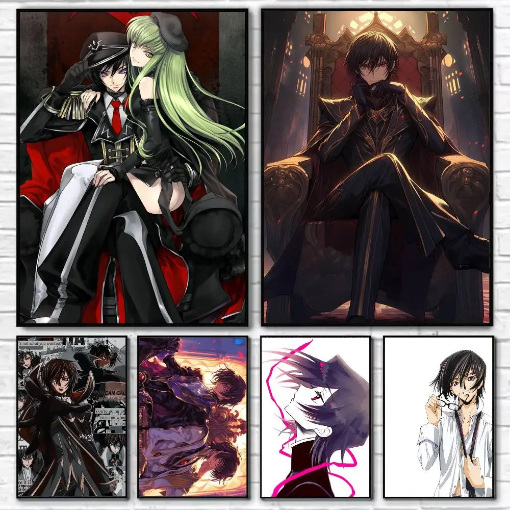 Anime Code Geass Poster Self-adhesive Art Waterproof Paper Sticker Coffee House Bar Room Wall Decor