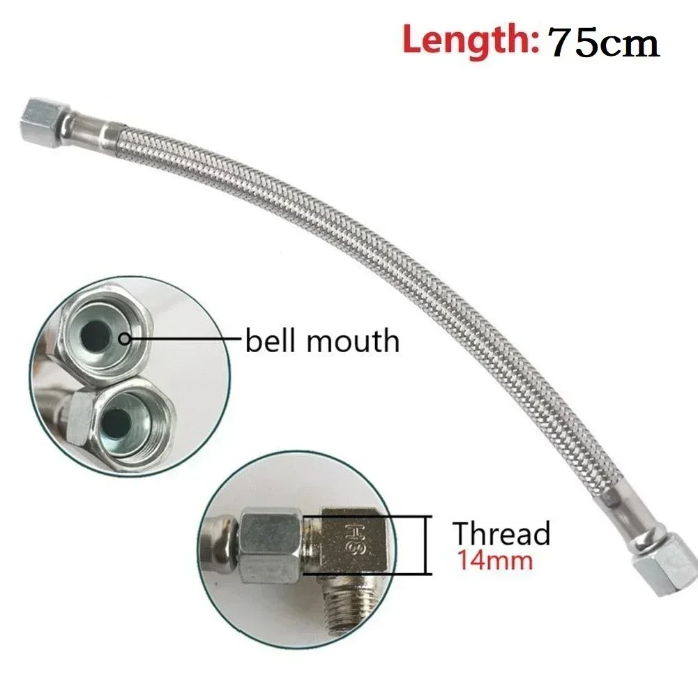 1pc 750mm Air Compressor Flexible Hose Stainless Steel Air Pump Check Valve Connecting Pipe For Air Compressor Power Tool Access