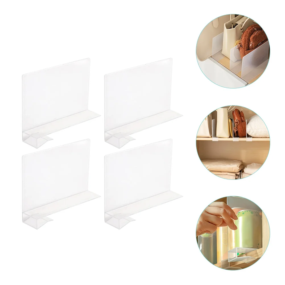 

4 Pcs Kitchen Cabinet Shelf Separator Partition Plate Splitter Clothes Organizer Dividers Pp Storage Drawers
