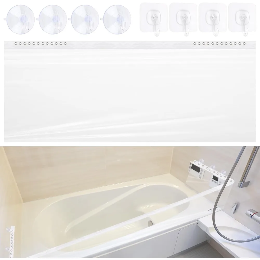 

Брызговик для ванны предотвращает брызги и сохраняет ванную комнату - для игр в воду, купания детей и домашних животных, простая установка с помощью 4 шт.