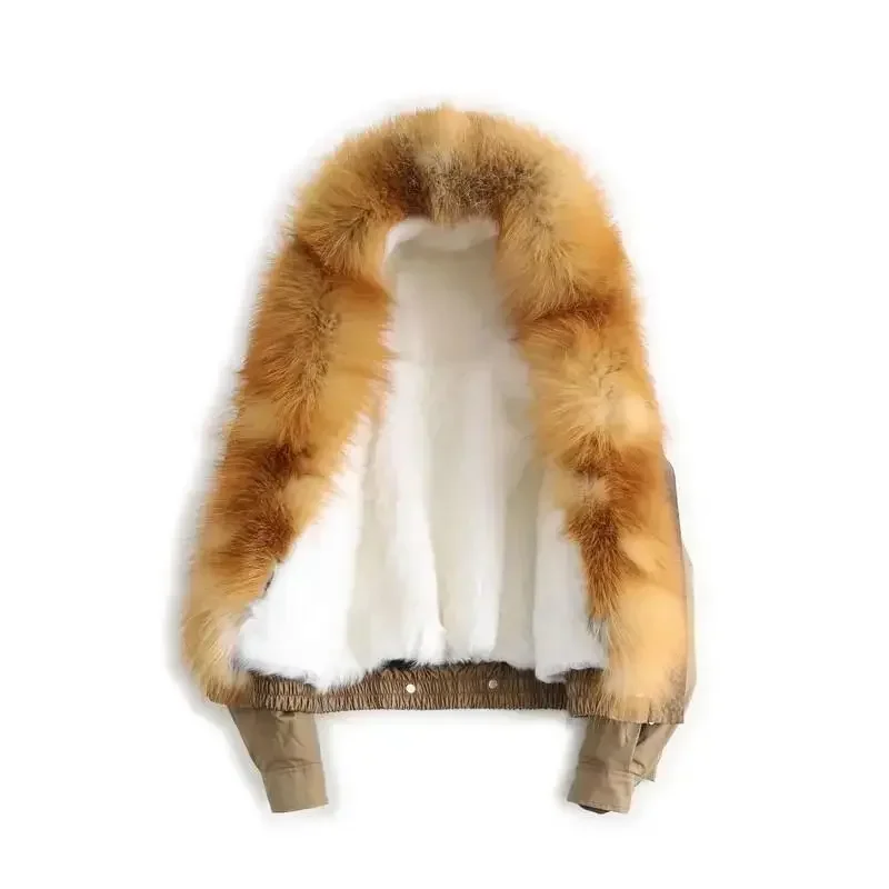 Inverno donna collo di pelliccia giacche Bomber staccabili fodera di agnello pelliccia cappotto corto con cappuccio Cardigan a vita alta top 2022