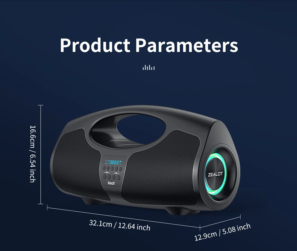 Zealot-P1 Karaoke Tragbarer Bluetooth-Lautsprecher mit IPX5 Wasserschutz, Komfortablem Griff, Steuerbarer Beleuchtung, 40W, für Draußen – Detail 1
