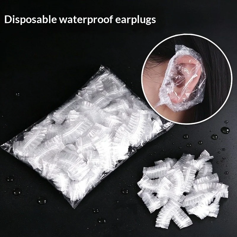 100/300/500Pcs Disposable Earmuff Transparent Elastic Waterproof Hairdressing Salon Hair Dye Protect Cap Hair Color Styling Tool
