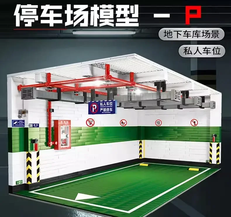 1:8 Building Block Car Parking Garage Lot 90009 Assembled Building Blocks